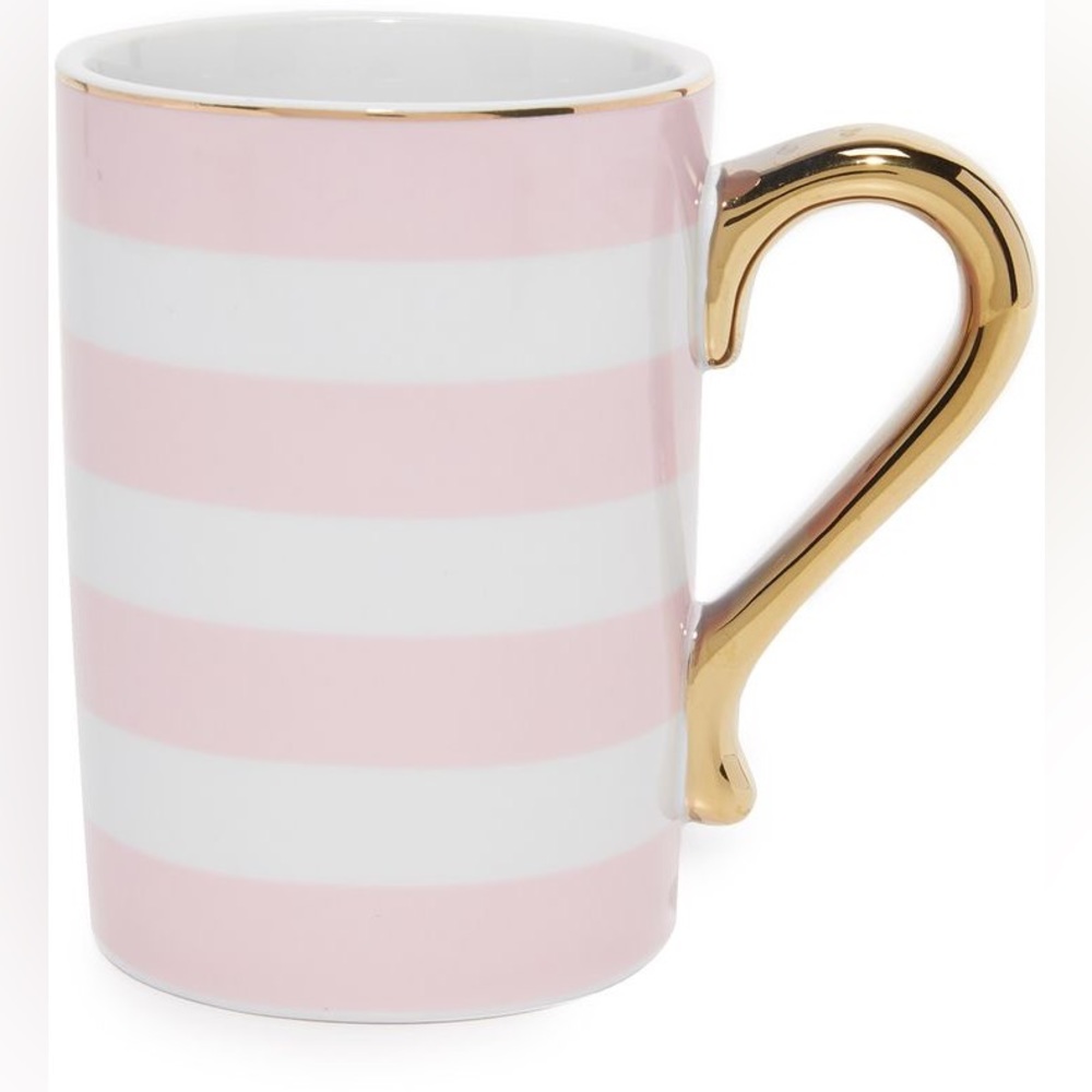 ISO pink stripe mug with gold handle